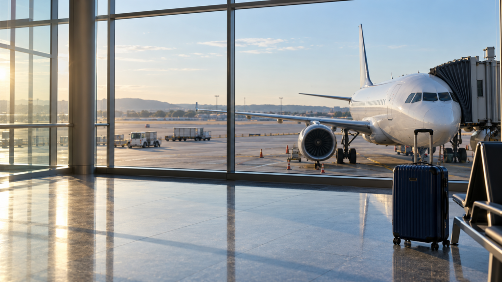 Terminal de aeropuerto con pasajeros